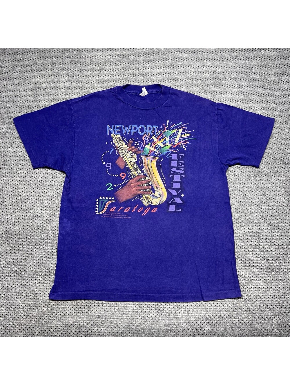Vintage 1992 Newport Saratoga Jazz Festival T-Shirt Large Rare Men’s Purple USA